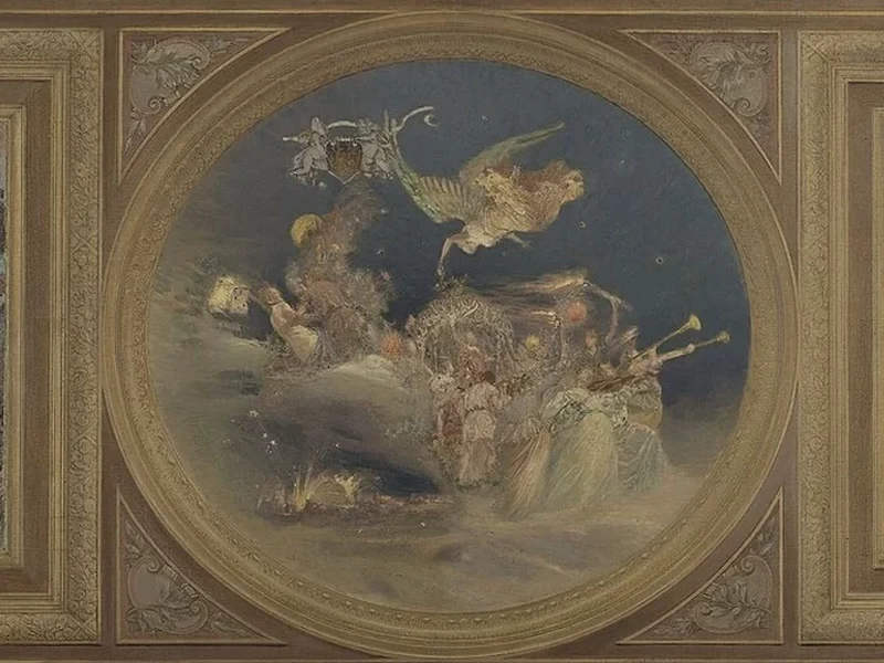 1862-Eugène Martial Simas - Bozzetto per la sala da pranzo del Municipio di Parigi, Soffitto allegorico